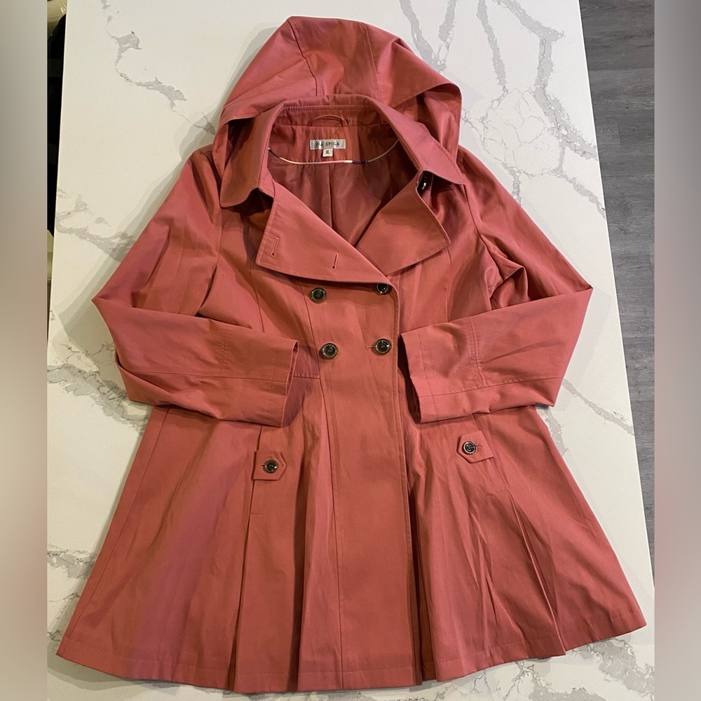 Via Spiga Dusty Rose Hooded Trench Coat XL